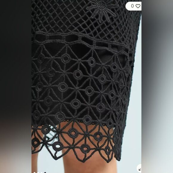 Anthropologie Black Lace Pencil Skirt size 2 - Picture 4 of 10